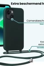Forterra Forterra iPhone 13 Mini Hoesje Met Koord Met 2x Screenprotector - Donkergroen