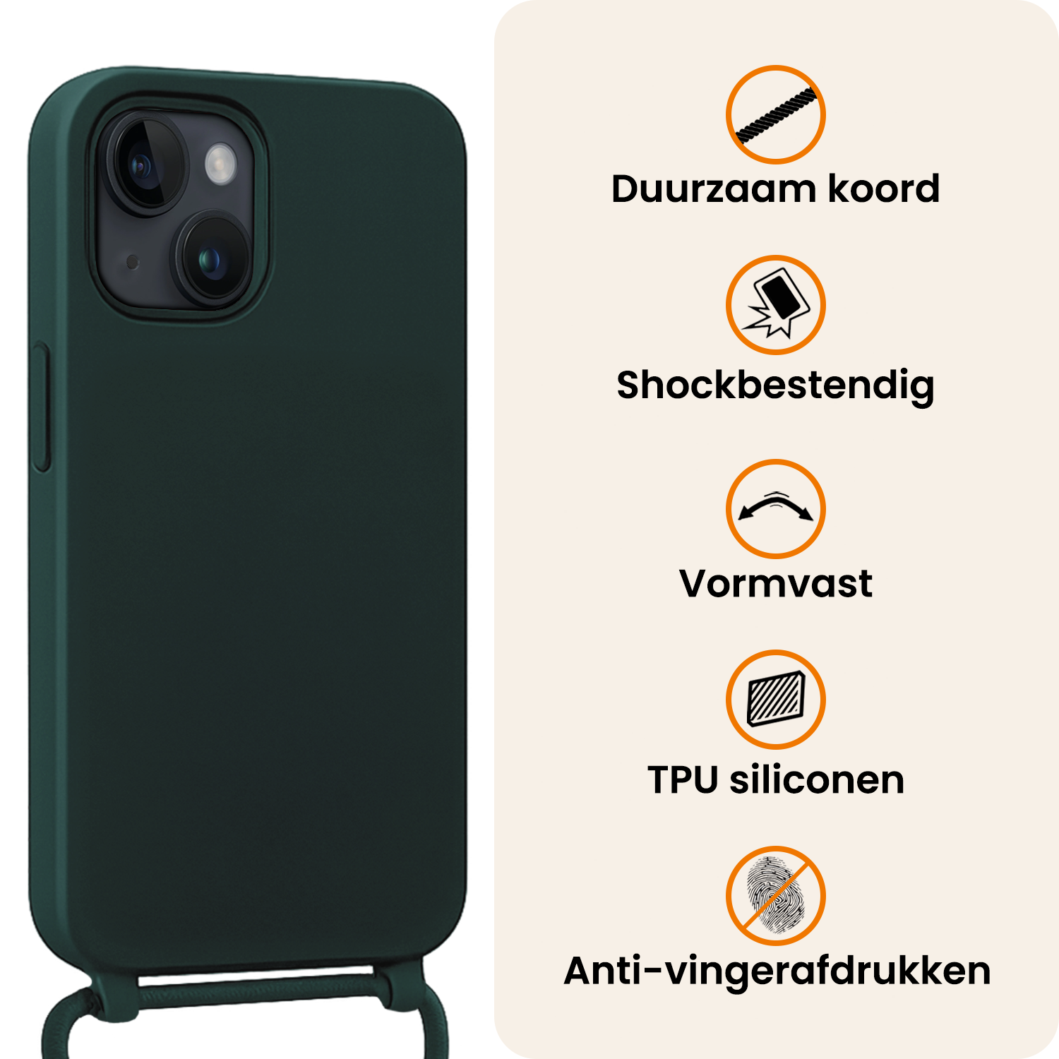 Nomfy Nomfy iPhone 13 Mini Hoesje Met Koord - Donkergroen
