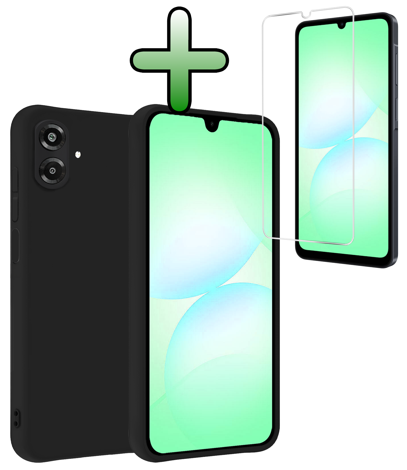 BASEY. BASEY. Samsung Galaxy A07 4G Hoesje Siliconen Met Screenprotector - Zwart