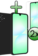 BASEY. BASEY. Samsung Galaxy A07 4G Hoesje Siliconen Met 2x Screenprotector - Zwart