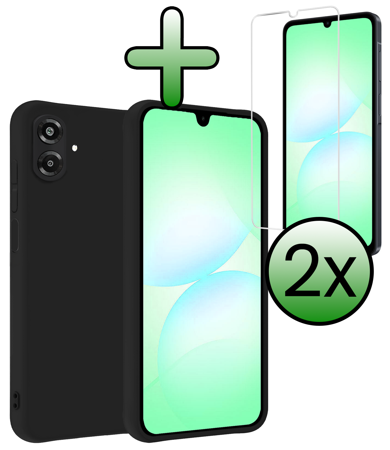 BASEY. BASEY. Samsung Galaxy A07 4G Hoesje Siliconen Met 2x Screenprotector - Zwart