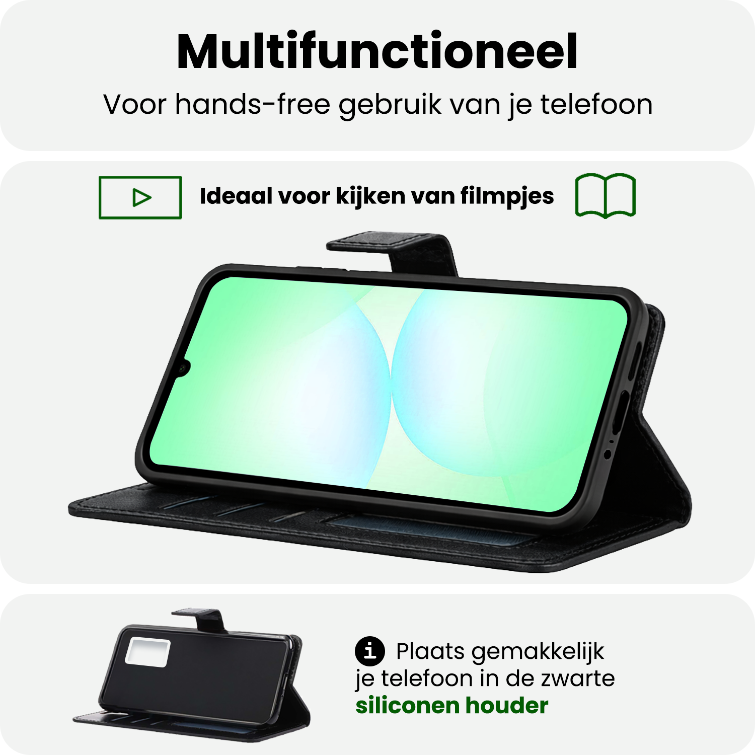 BASEY. BASEY. Samsung Galaxy A07 4G Hoesje Bookcase Met Screenprotector - Zwart