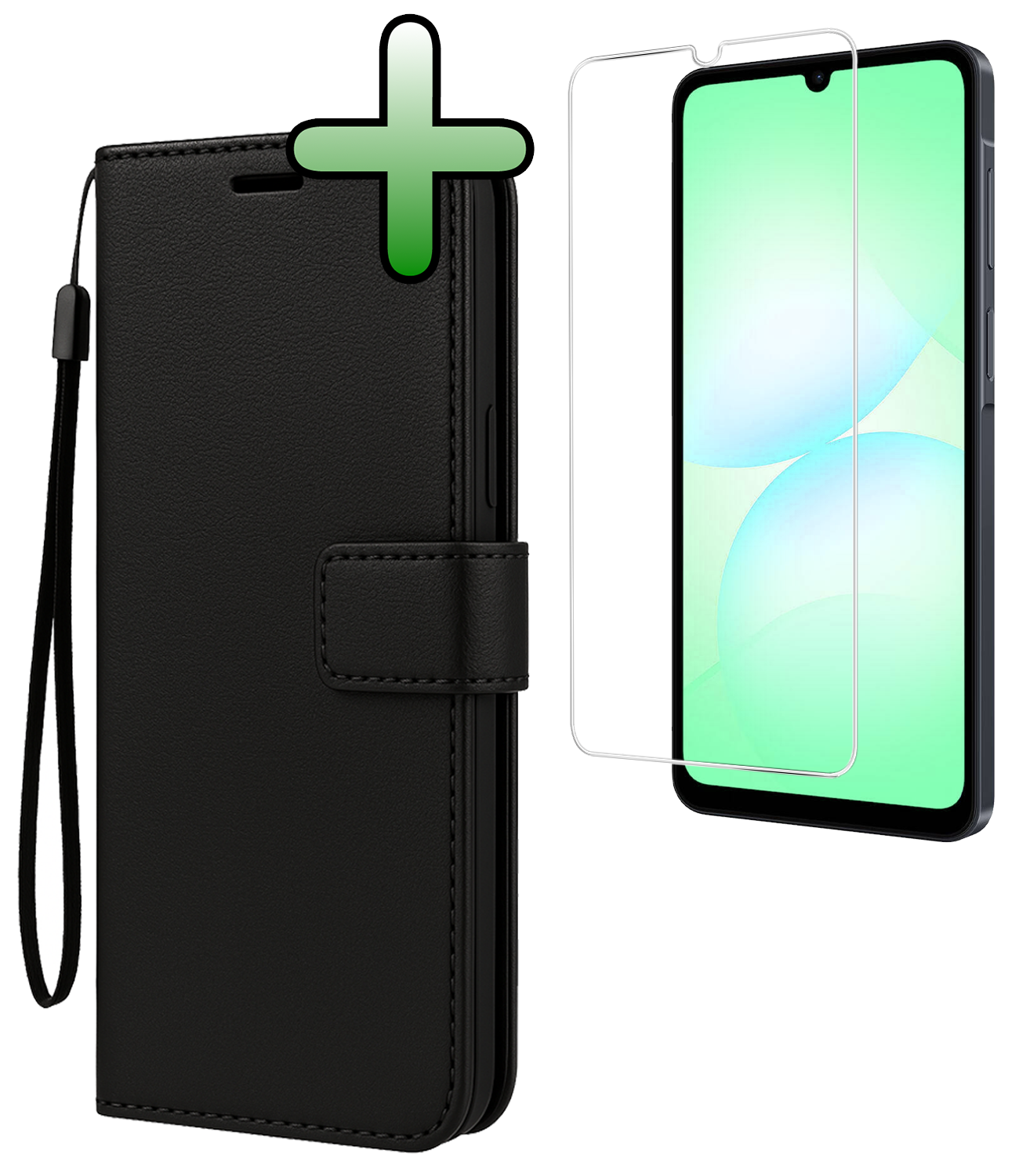 BASEY. BASEY. Samsung Galaxy A07 4G Hoesje Bookcase Met Screenprotector - Zwart