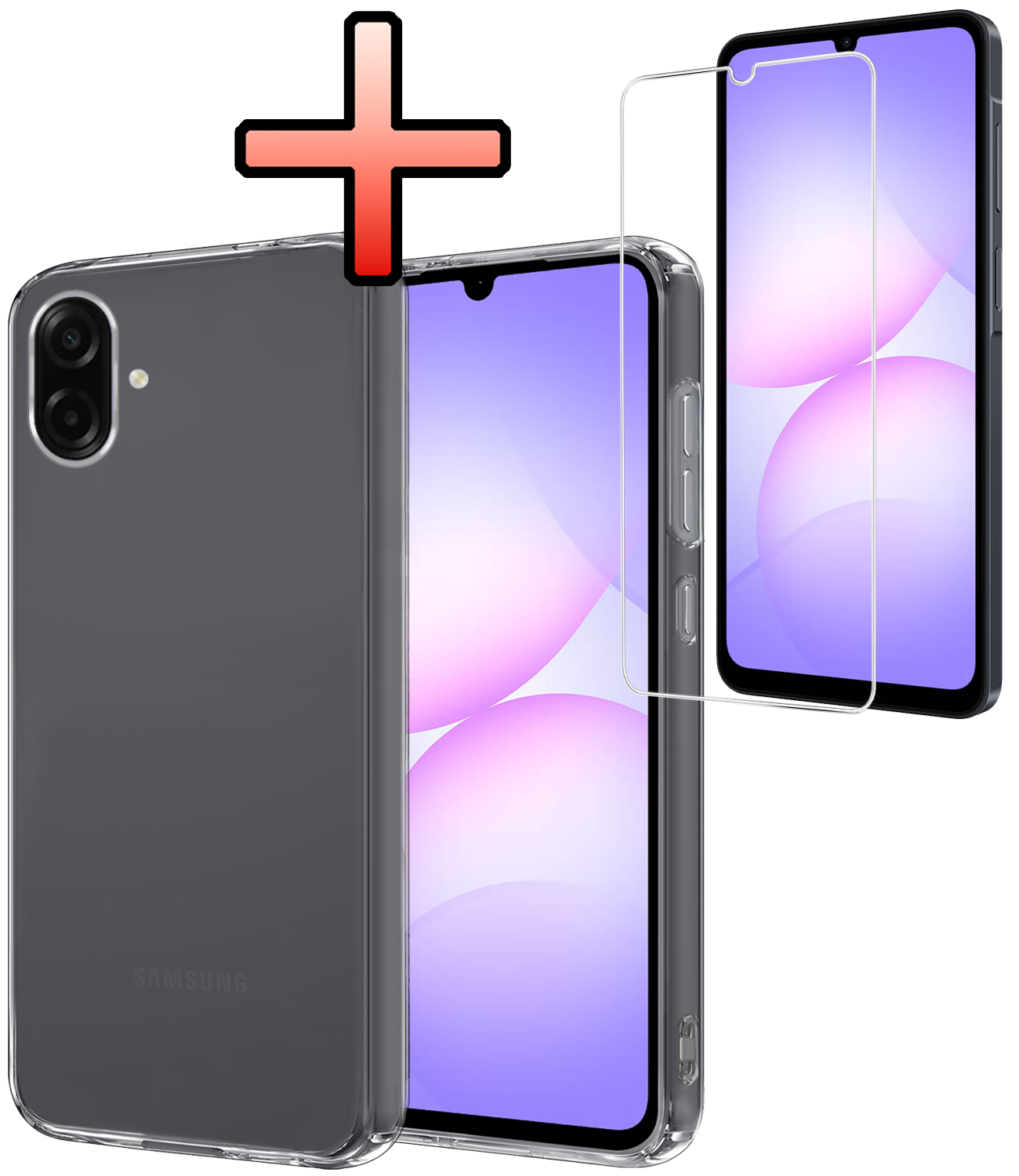 NoXx NoXx Samsung Galaxy A07 4G Hoesje Siliconen Met Screenprotector - Transparant