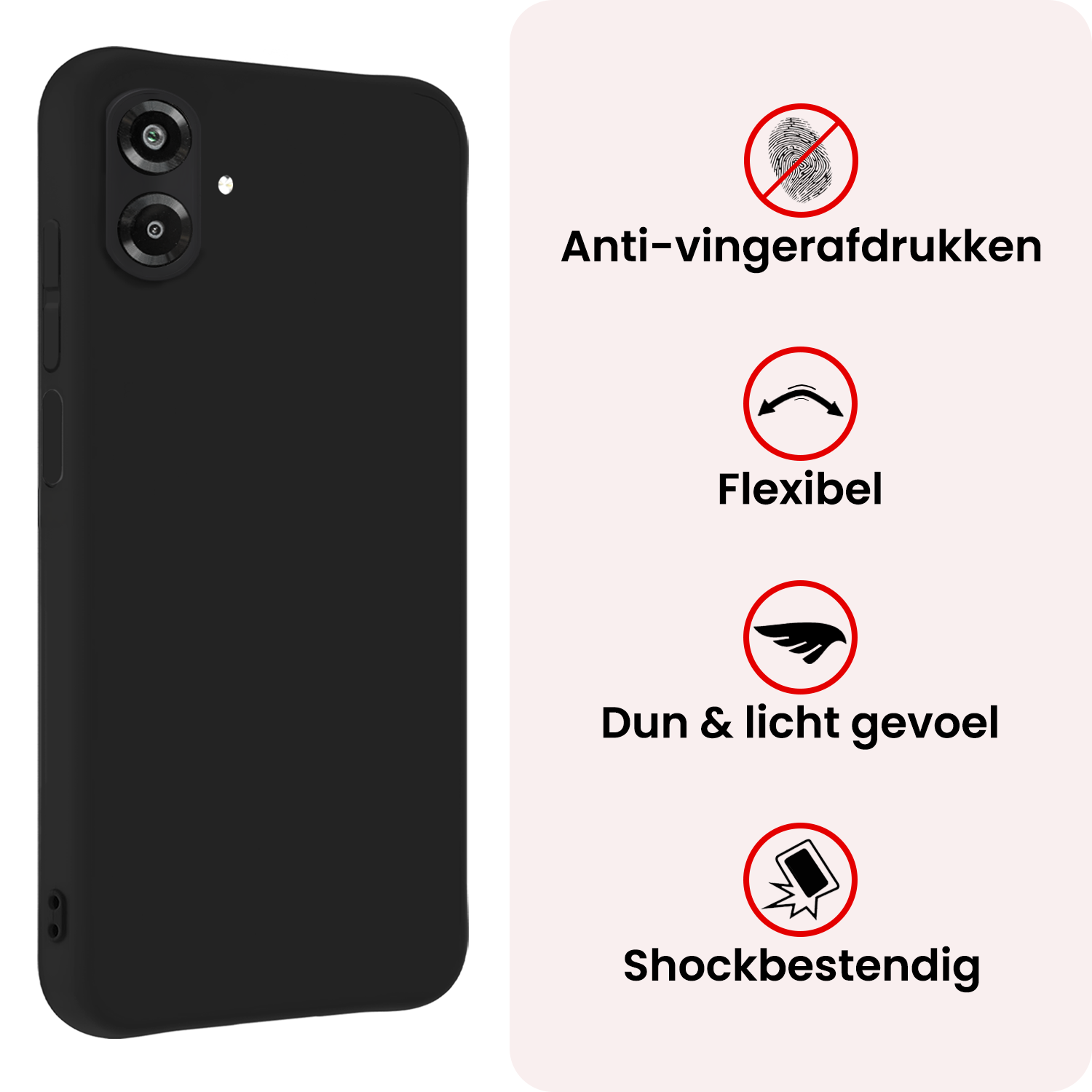 NoXx NoXx Samsung Galaxy A07 4G Hoesje Siliconen Met Screenprotector - Zwart