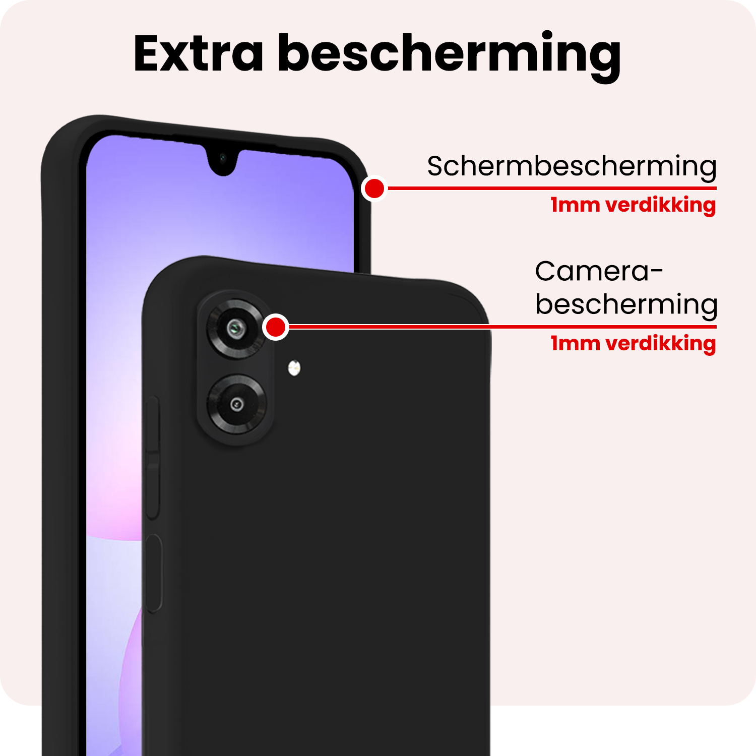 NoXx NoXx Samsung Galaxy A07 4G Hoesje Siliconen Met Screenprotector - Zwart