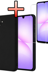 NoXx NoXx Samsung Galaxy A07 4G Hoesje Siliconen Met Screenprotector - Zwart