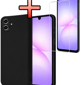 NoXx NoXx Samsung Galaxy A07 4G Hoesje Siliconen Met Screenprotector - Zwart
