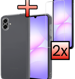 NoXx NoXx Samsung Galaxy A07 4G Hoesje Siliconen Met 2x Screenprotector - Transparant