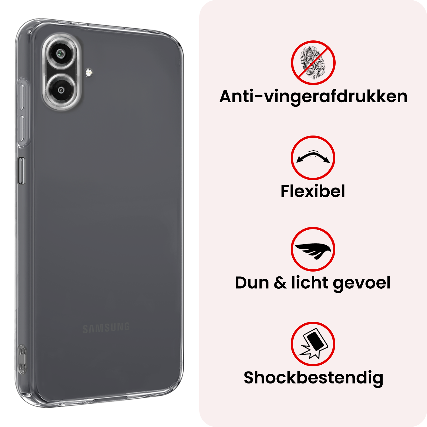 NoXx NoXx Samsung Galaxy A07 4G Hoesje Siliconen Met 2x Screenprotector - Transparant