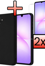 NoXx NoXx Samsung Galaxy A07 4G Hoesje Siliconen Met 2x Screenprotector - Zwart