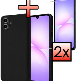NoXx NoXx Samsung Galaxy A07 4G Hoesje Siliconen Met 2x Screenprotector - Zwart
