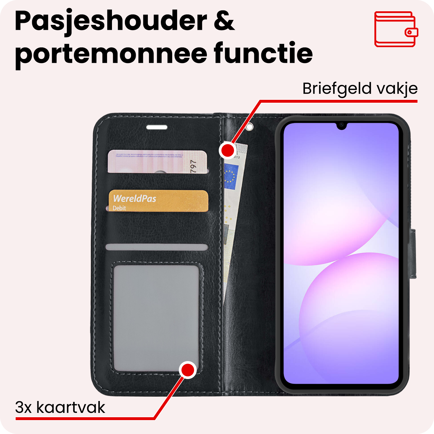 NoXx NoXx Samsung Galaxy A07 4G Hoesje Bookcase - Zwart