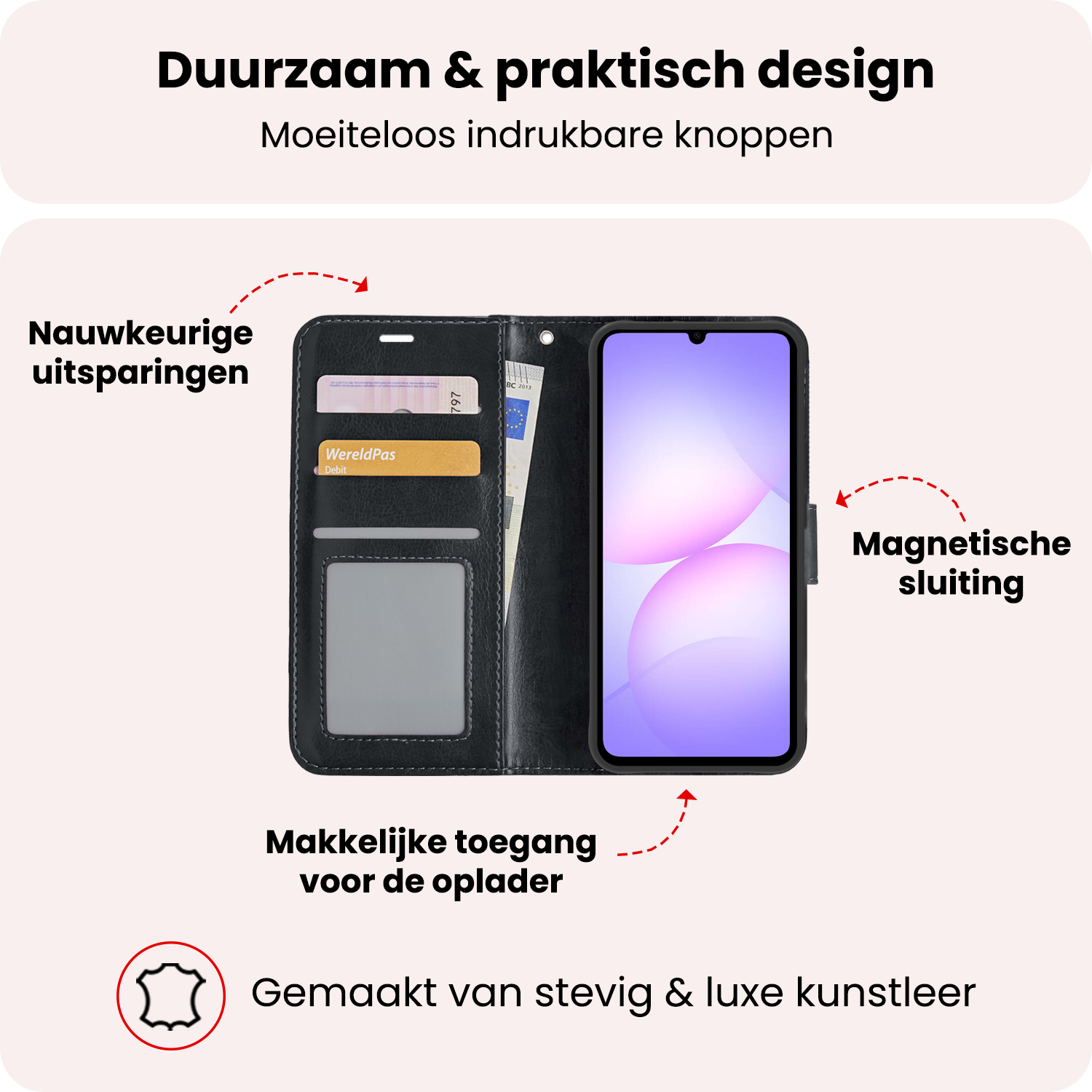 NoXx NoXx Samsung Galaxy A07 4G Hoesje Bookcase - Zwart