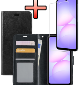 NoXx NoXx Samsung Galaxy A07 4G Hoesje Bookcase Met Screenprotector - Zwart