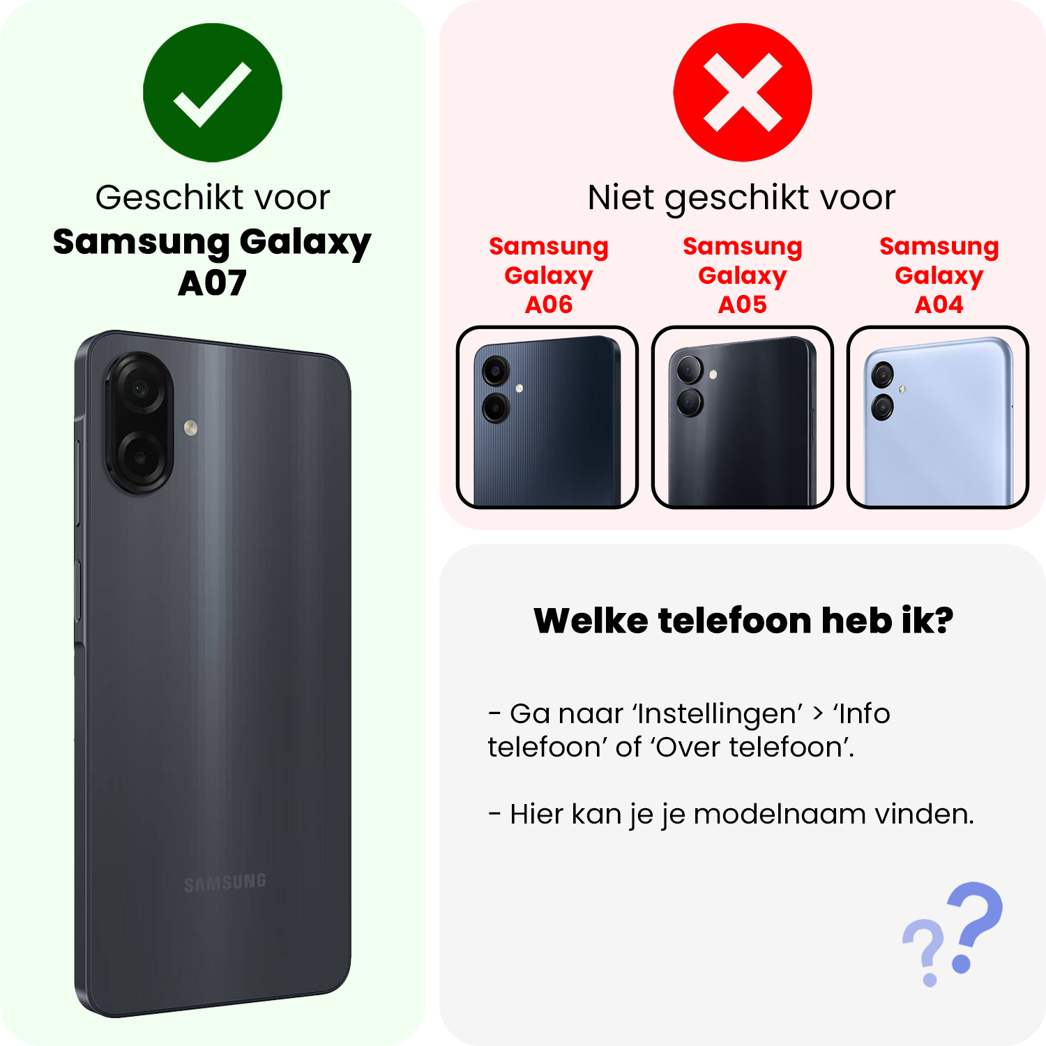 NoXx NoXx Samsung Galaxy A07 4G Hoesje Bookcase Met Screenprotector - Zwart