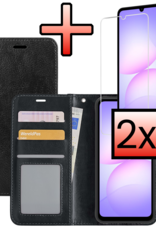 NoXx NoXx Samsung Galaxy A07 4G Hoesje Bookcase Met 2x Screenprotector - Zwart