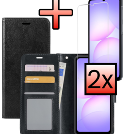 NoXx NoXx Samsung Galaxy A07 4G Hoesje Bookcase Met 2x Screenprotector - Zwart