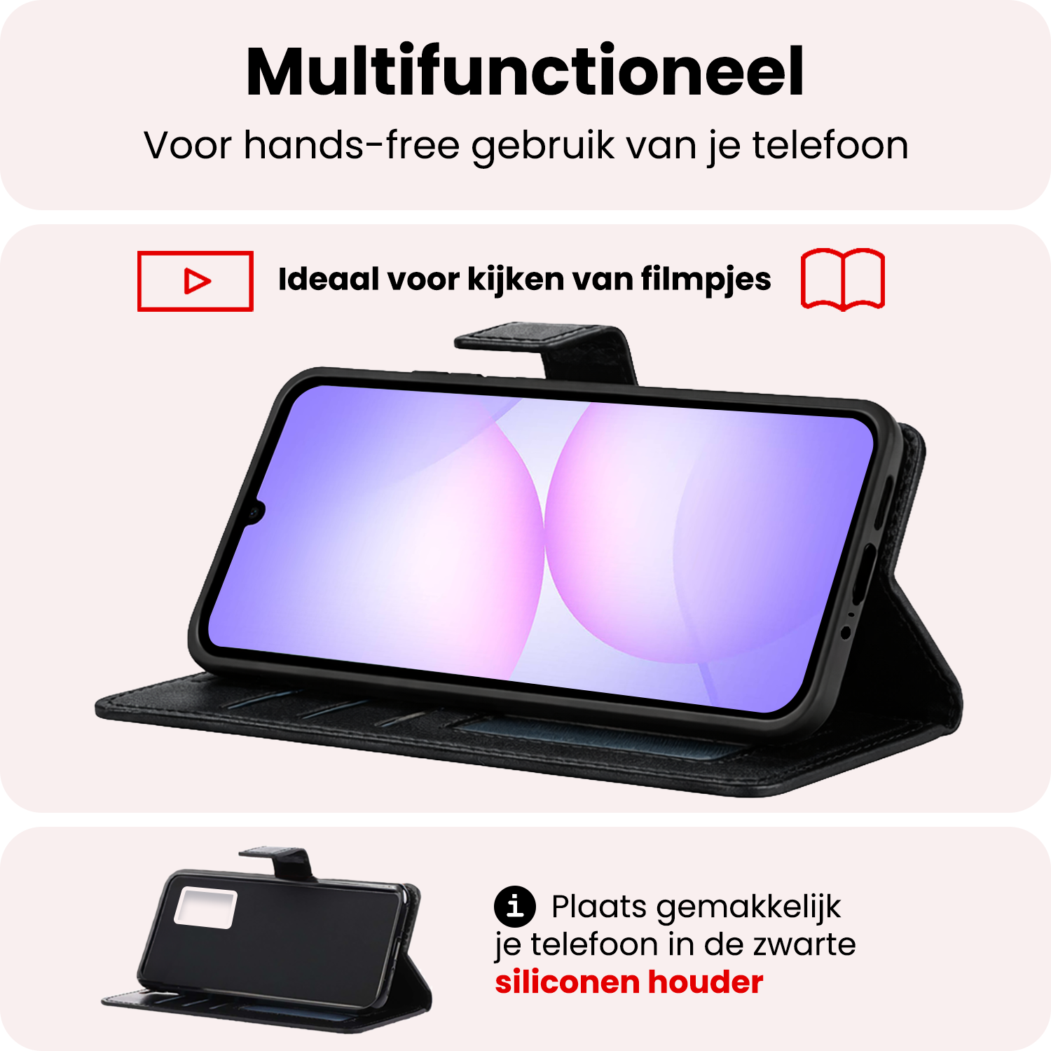 NoXx NoXx Samsung Galaxy A07 4G Hoesje Bookcase Met 2x Screenprotector - Zwart