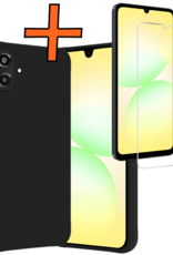 Nomfy Nomfy Samsung Galaxy A07 4G Hoesje Siliconen Met Screenprotector - Zwart