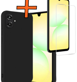 Nomfy Nomfy Samsung Galaxy A07 4G Hoesje Siliconen Met Screenprotector - Zwart