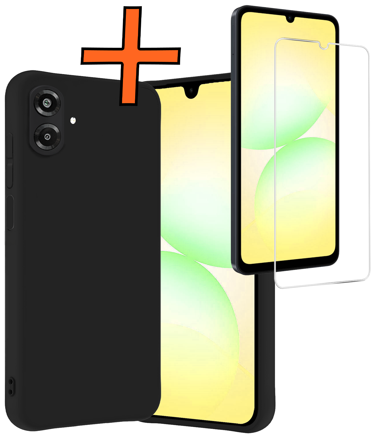 Nomfy Nomfy Samsung Galaxy A07 4G Hoesje Siliconen Met Screenprotector - Zwart