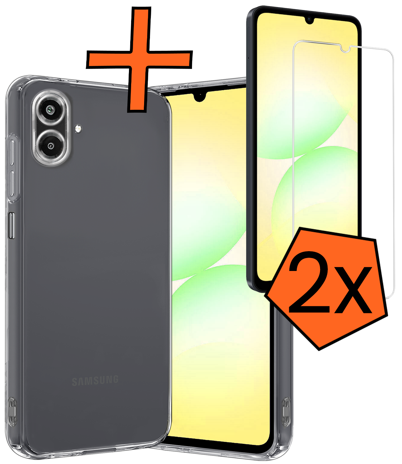 Nomfy Nomfy Samsung Galaxy A07 4G Hoesje Siliconen Met 2x Screenprotector - Transparant