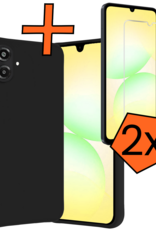 Nomfy Nomfy Samsung Galaxy A07 4G Hoesje Siliconen Met 2x Screenprotector - Zwart