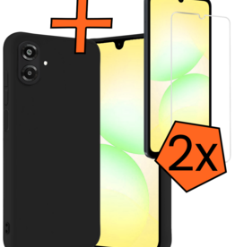 Nomfy Nomfy Samsung Galaxy A07 4G Hoesje Siliconen Met 2x Screenprotector - Zwart
