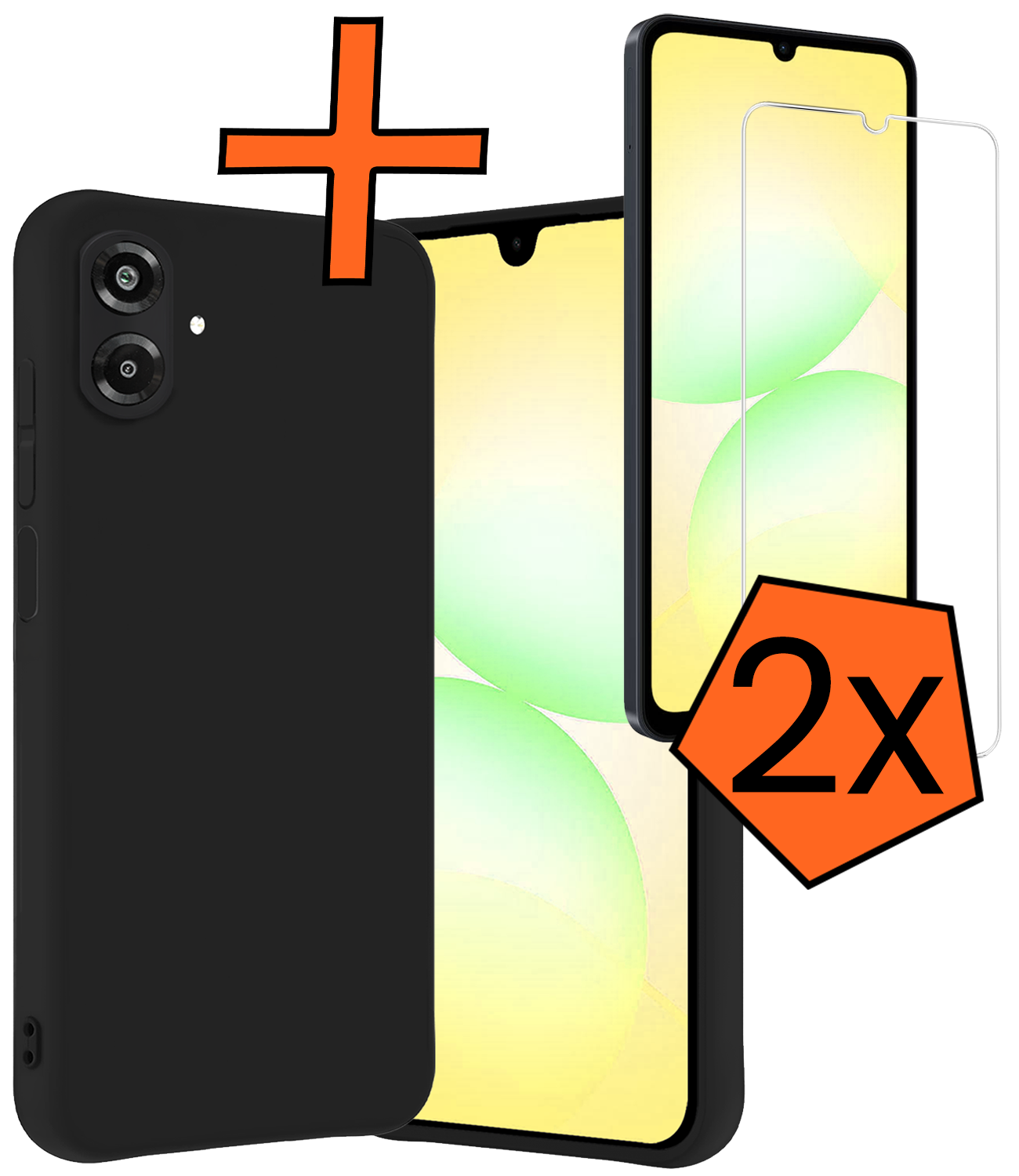 Nomfy Nomfy Samsung Galaxy A07 4G Hoesje Siliconen Met 2x Screenprotector - Zwart