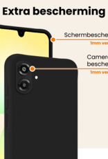 Nomfy Nomfy Samsung Galaxy A07 4G Hoesje Siliconen Met 2x Screenprotector - Zwart
