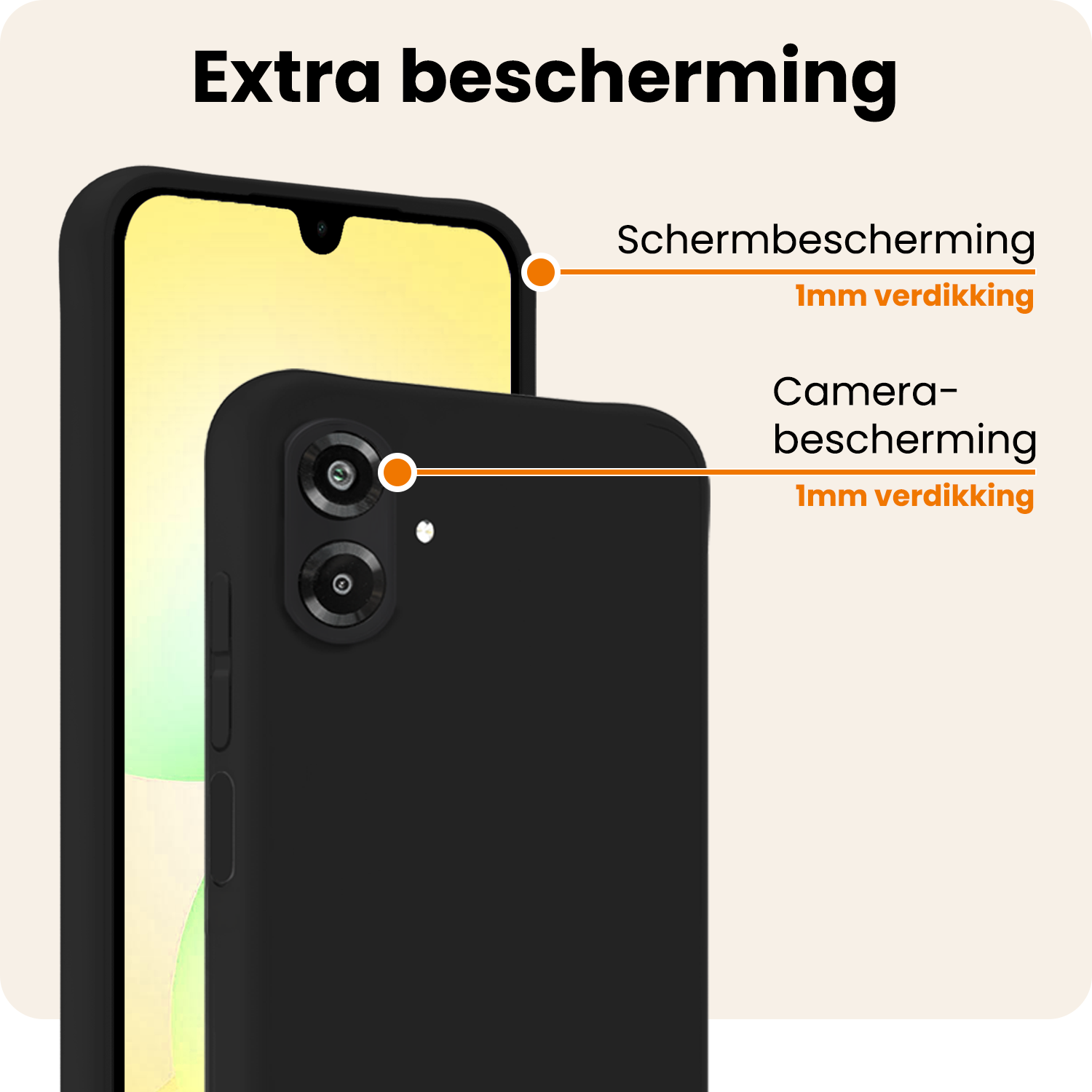 Nomfy Nomfy Samsung Galaxy A07 4G Hoesje Siliconen Met 2x Screenprotector - Zwart