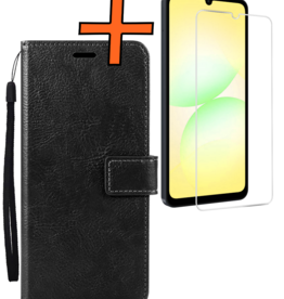 Nomfy Nomfy Samsung Galaxy A07 4G Hoesje Bookcase Met Screenprotector - Zwart