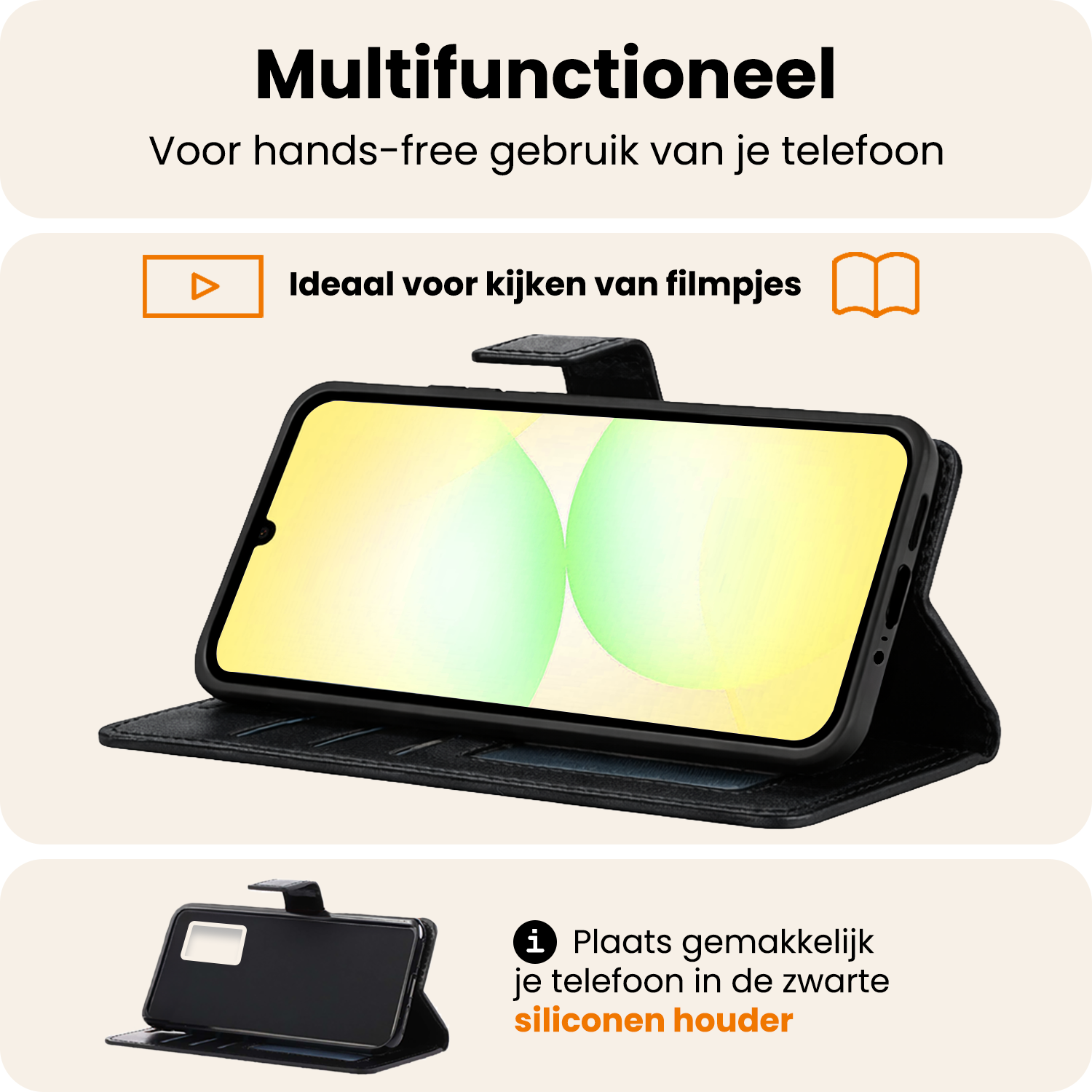 Nomfy Nomfy Samsung Galaxy A07 4G Hoesje Bookcase Met Screenprotector - Zwart