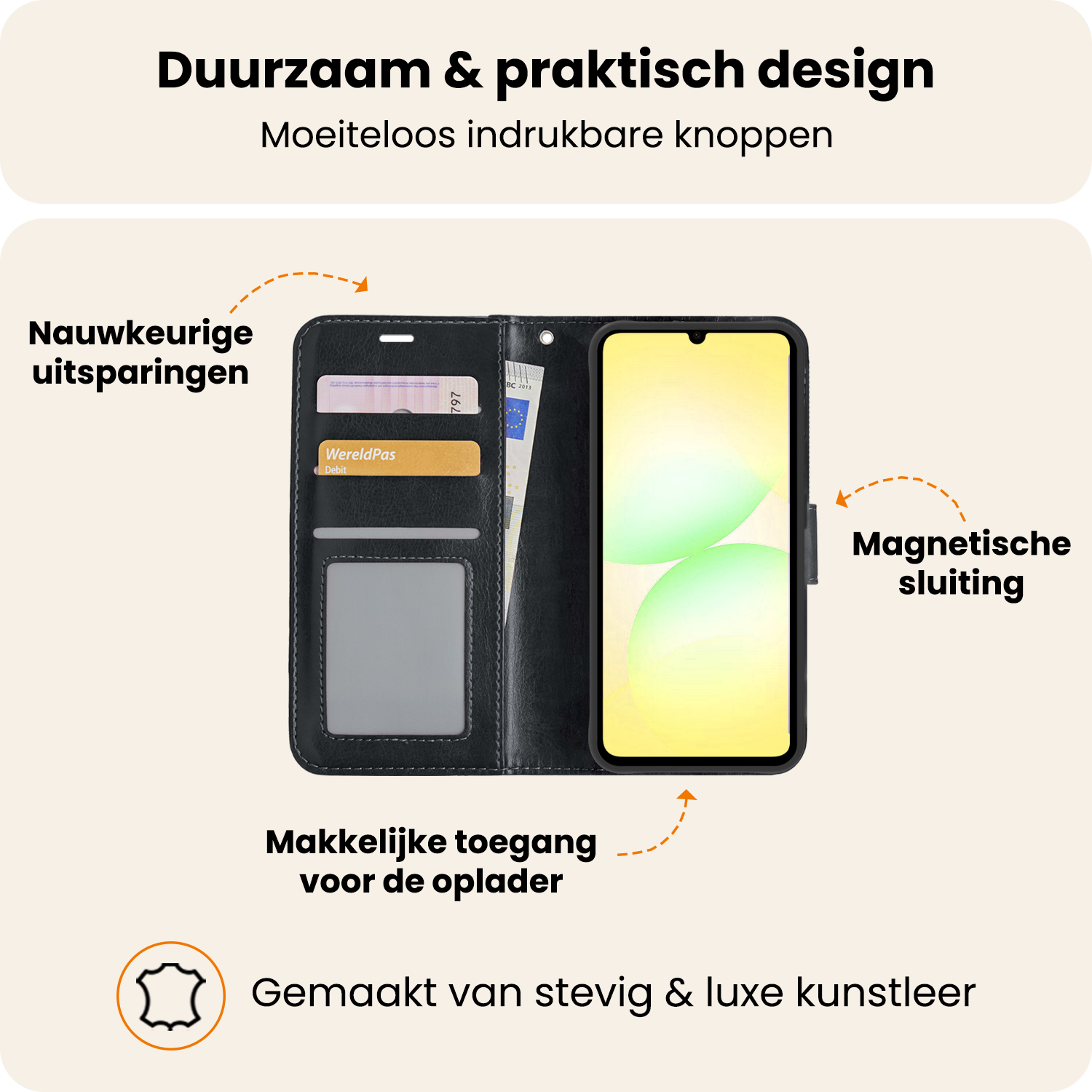 Nomfy Nomfy Samsung Galaxy A07 4G Hoesje Bookcase Met Screenprotector - Zwart