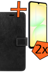 Nomfy Nomfy Samsung Galaxy A07 4G Hoesje Bookcase Met 2x Screenprotector - Zwart