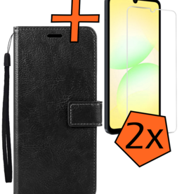 Nomfy Nomfy Samsung Galaxy A07 4G Hoesje Bookcase Met 2x Screenprotector - Zwart
