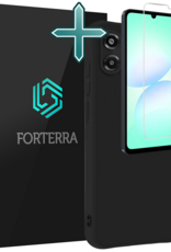 Forterra Forterra Samsung Galaxy A07 4G Hoesje Siliconen Met Screenprotector - Zwart