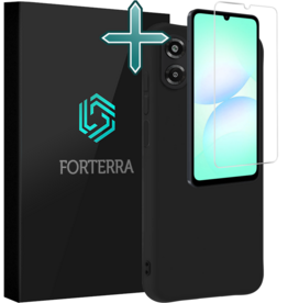 Forterra Forterra Samsung Galaxy A07 4G Hoesje Siliconen Met Screenprotector - Zwart