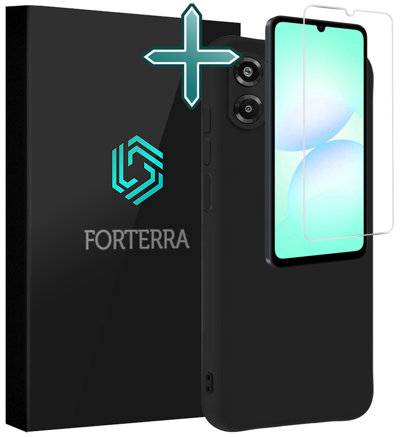 Forterra Forterra Samsung Galaxy A07 4G Hoesje Siliconen Met Screenprotector - Zwart