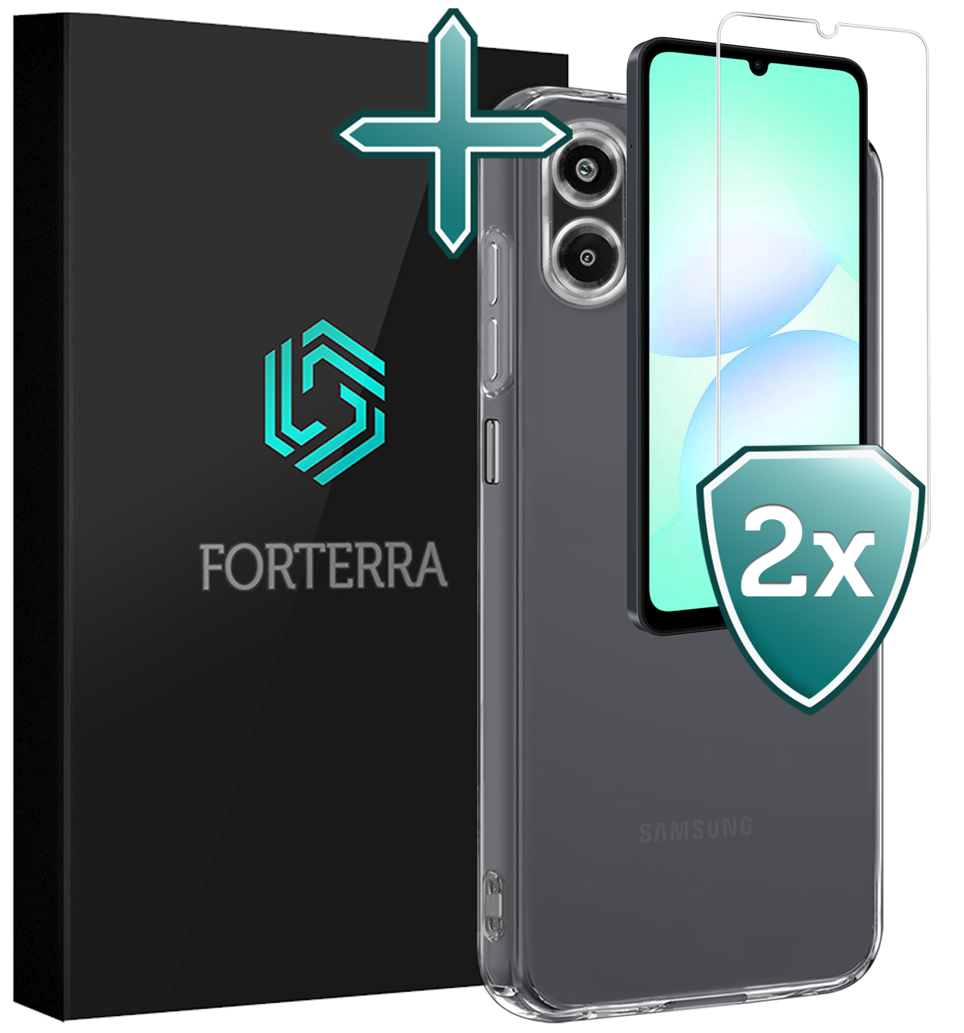 Forterra Forterra Samsung Galaxy A07 4G Hoesje Siliconen Met 2x Screenprotector - Transparant