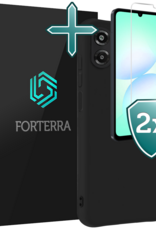 Forterra Forterra Samsung Galaxy A07 4G Hoesje Siliconen Met 2x Screenprotector - Zwart