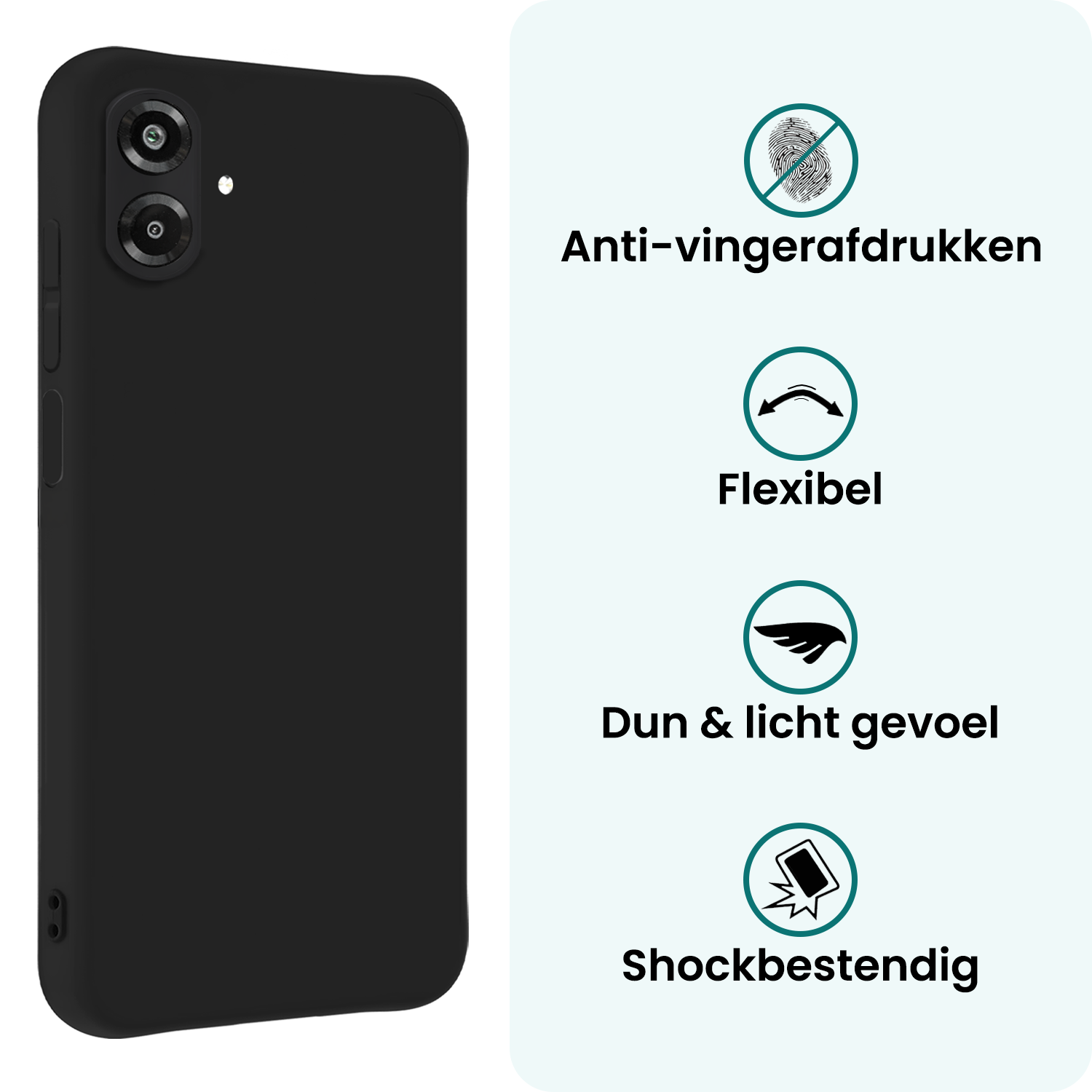 Forterra Forterra Samsung Galaxy A07 4G Hoesje Siliconen Met 2x Screenprotector - Zwart