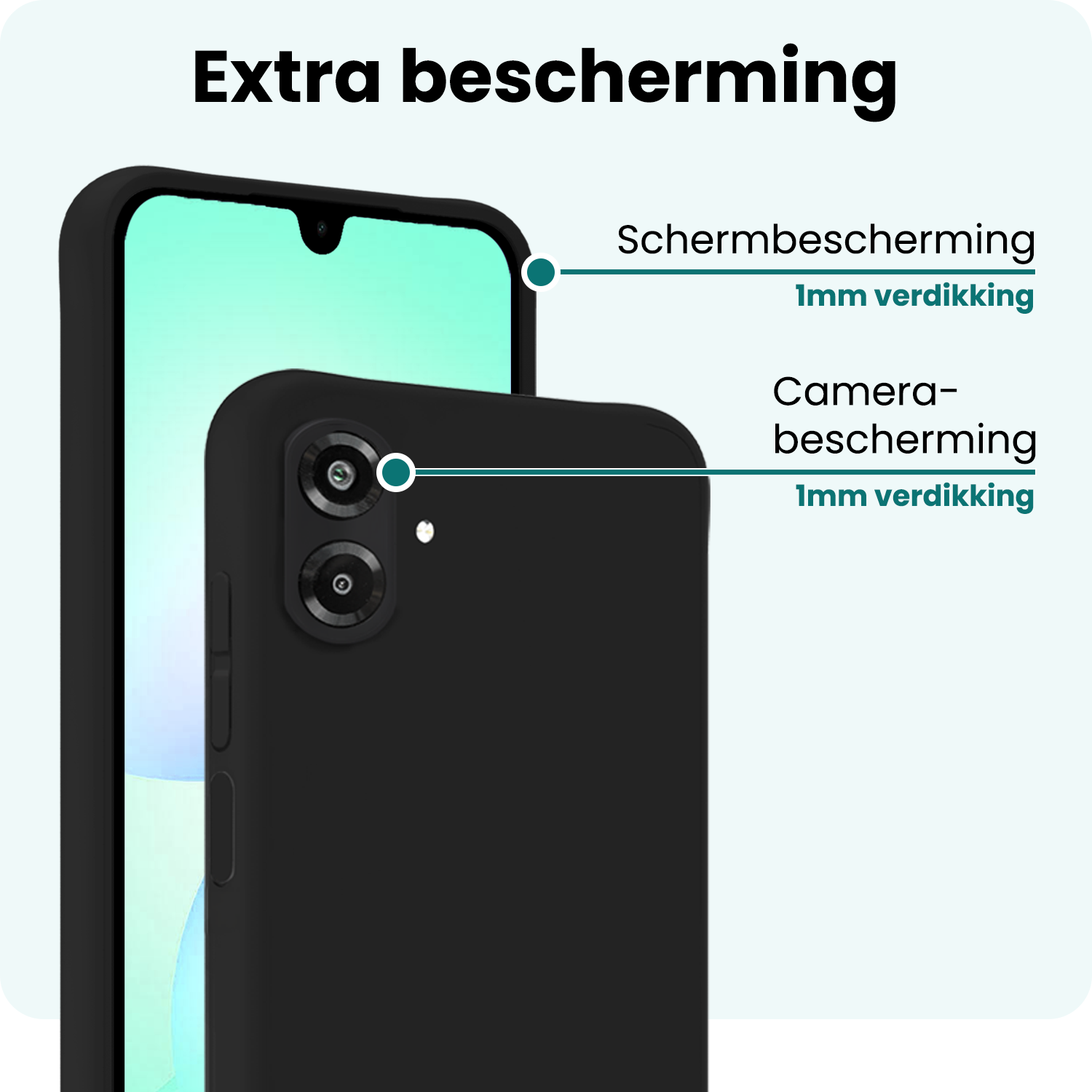 Forterra Forterra Samsung Galaxy A07 4G Hoesje Siliconen Met 2x Screenprotector - Zwart