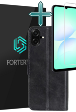 Forterra Forterra Samsung Galaxy A07 4G Hoesje Bookcase Met Screenprotector - Zwart