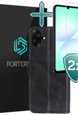 Forterra Forterra Samsung Galaxy A07 4G Hoesje Bookcase Met 2x Screenprotector - Zwart