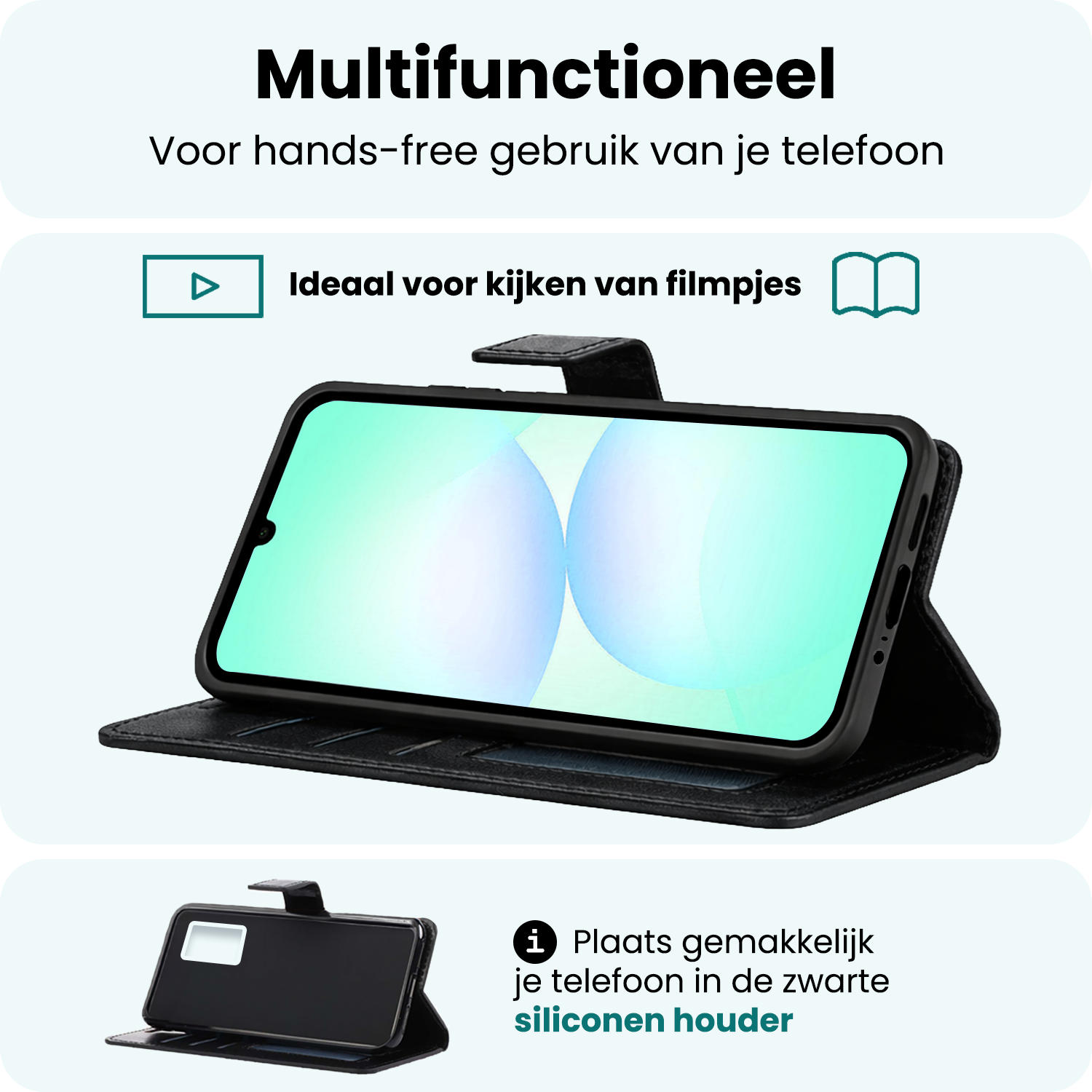 Forterra Forterra Samsung Galaxy A07 4G Hoesje Bookcase Met 2x Screenprotector - Zwart