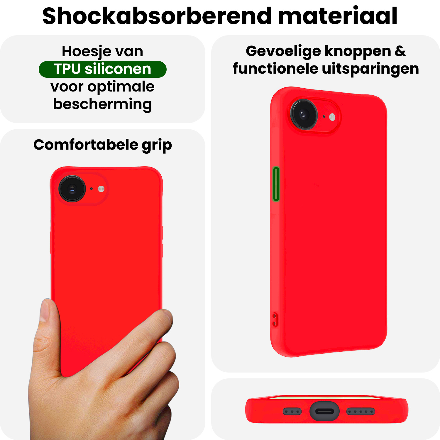 BASEY. BASEY. iPhone 17e Hoesje Siliconen - Rood - 2 PACK