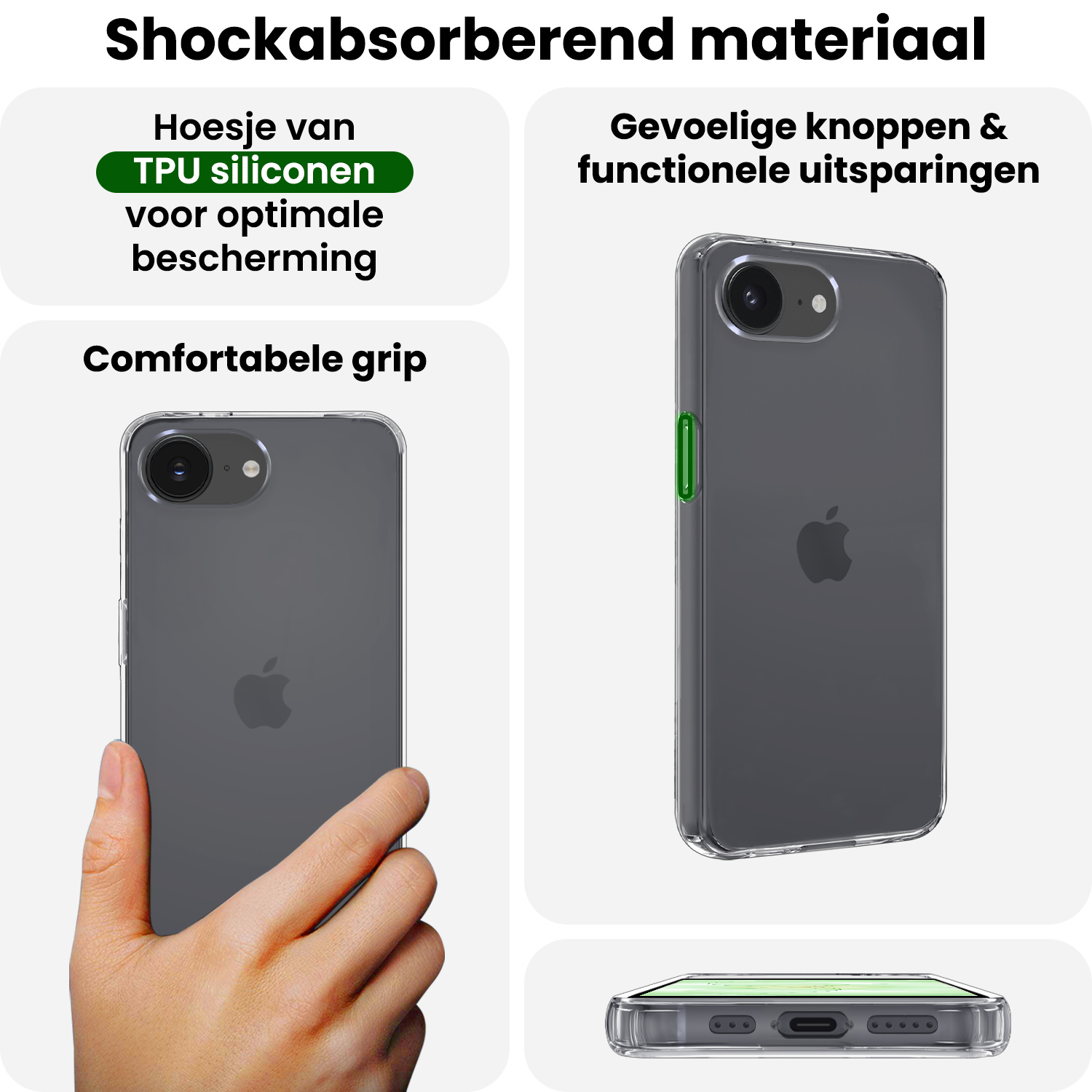 BASEY. BASEY. iPhone 17e Hoesje Siliconen - Transparant - 2 PACK