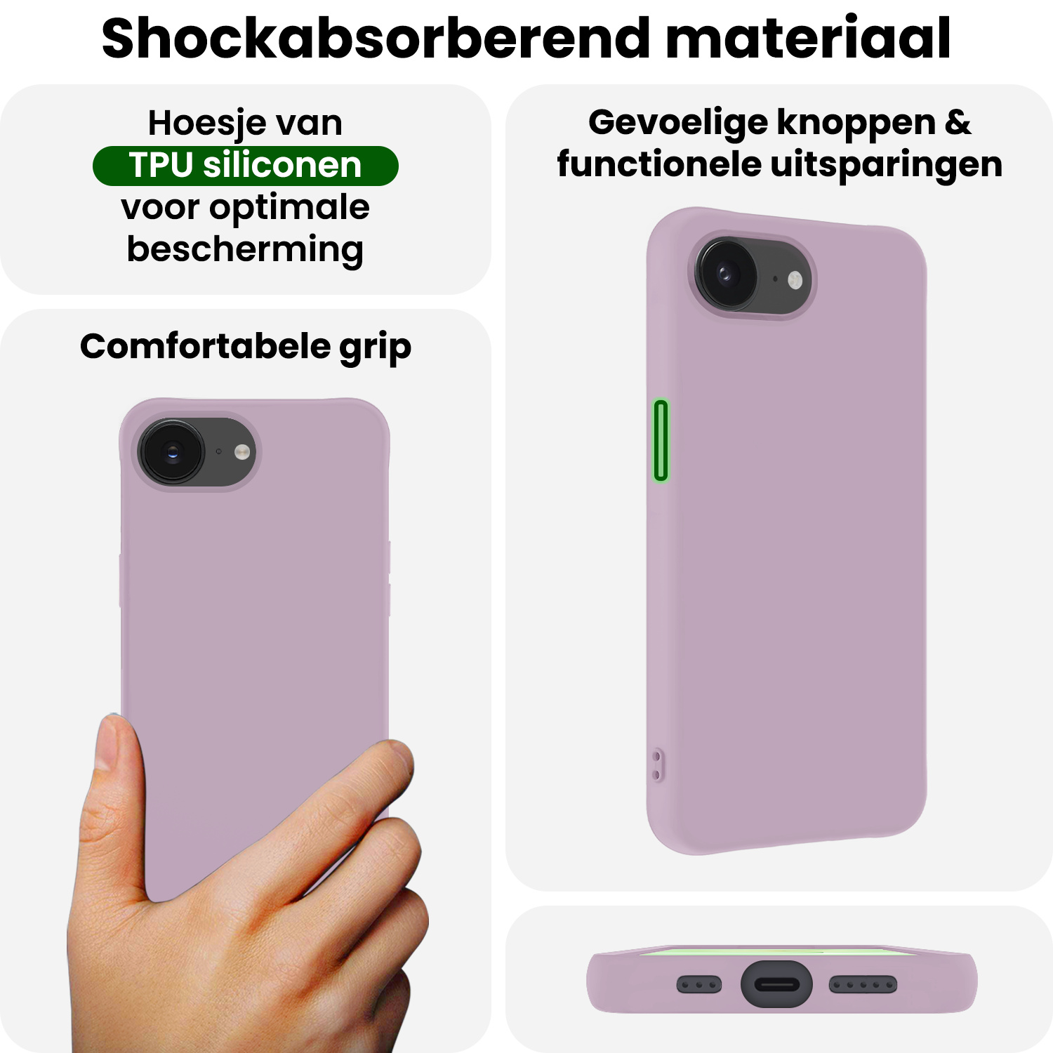 BASEY. BASEY. iPhone 17e Hoesje Siliconen Met Screenprotector Met Dichte Notch - Lila
